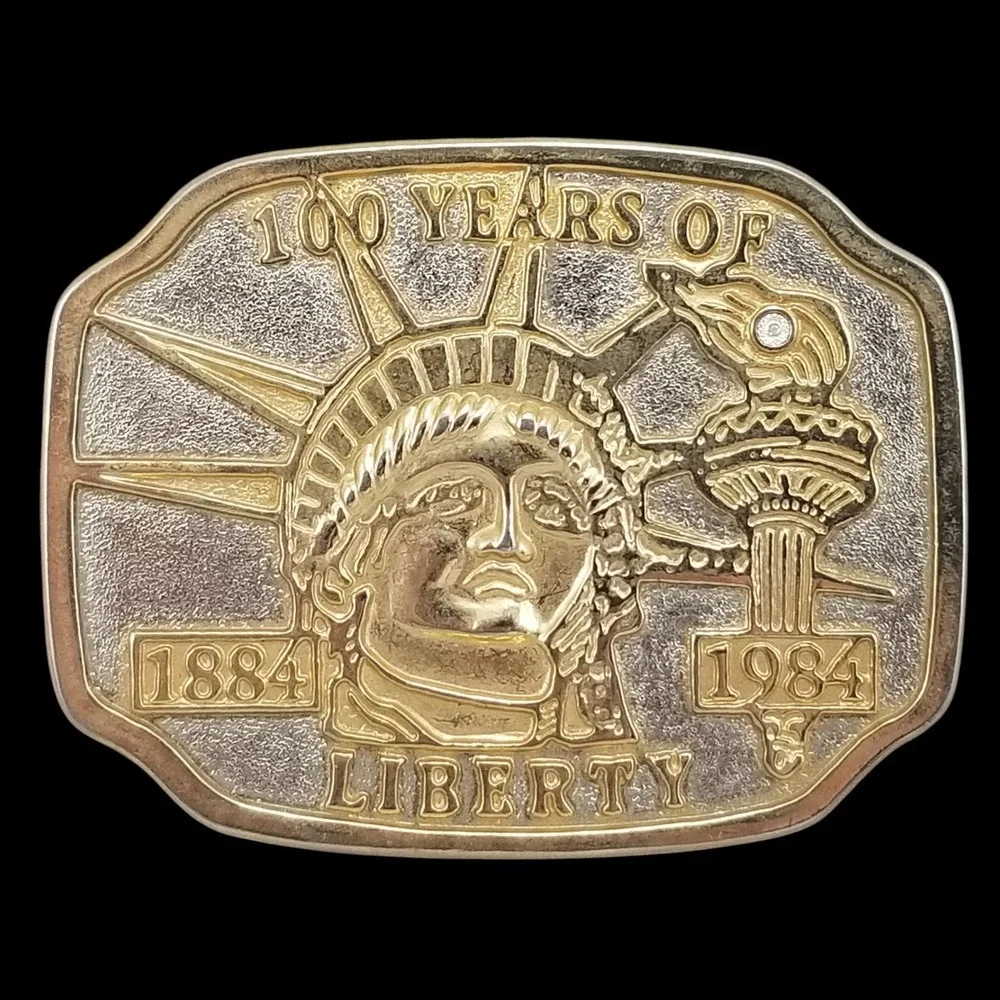 Vintage 1984 Statue of Liberty Belt Buckle 100 Years‎ 1884-1984 Gold Silver